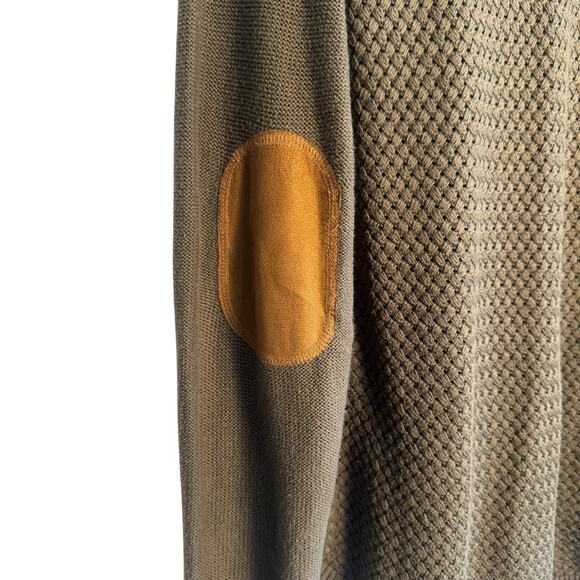 Lety & Me Olive Knit Sweater with Elbow Patches | Size XL | Cotton Blend - Picture 2 of 5